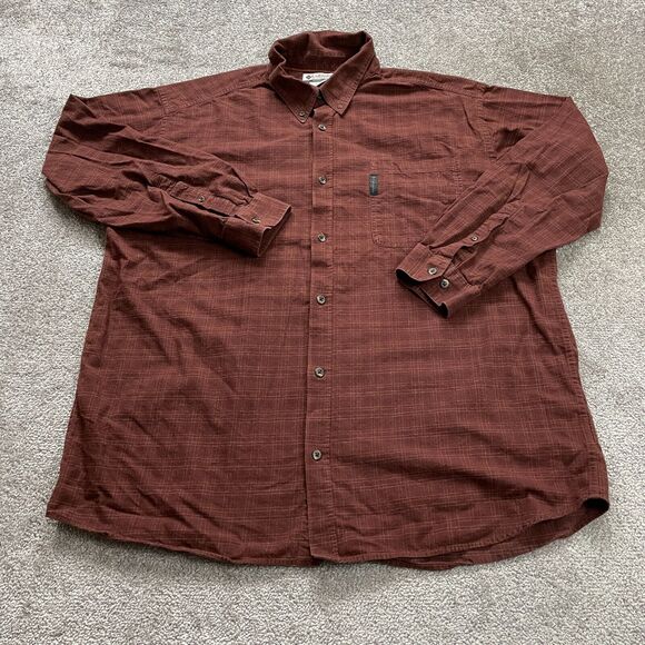 Columbia Flannel Shirt Men 2XL Brown Plaid Button Down Long Sleeve Pocket Casual - Picture 1 of 9